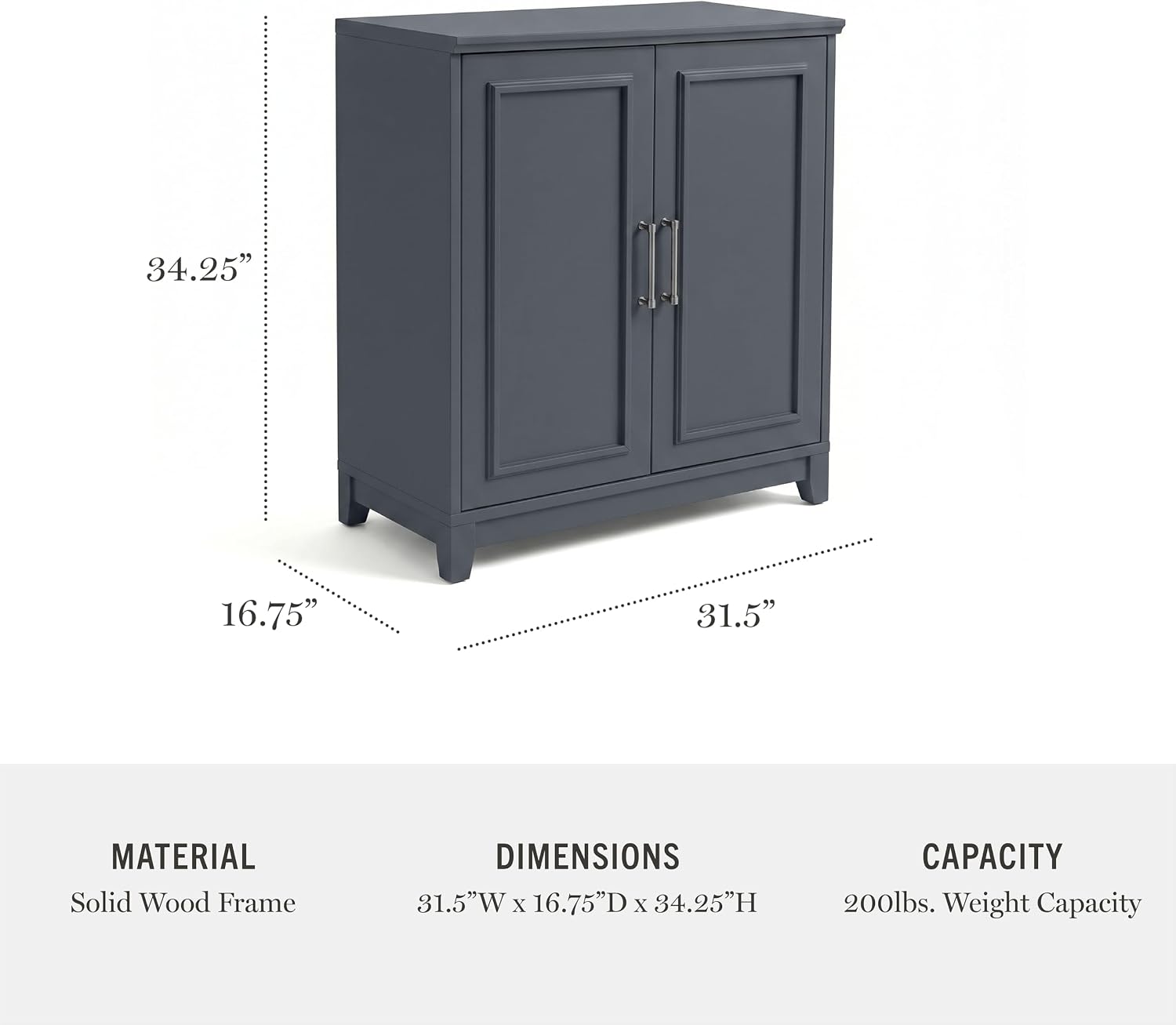 Modular Storage Cabinet with Adjustable Shelf and Soft-Close Door, Slate Blue