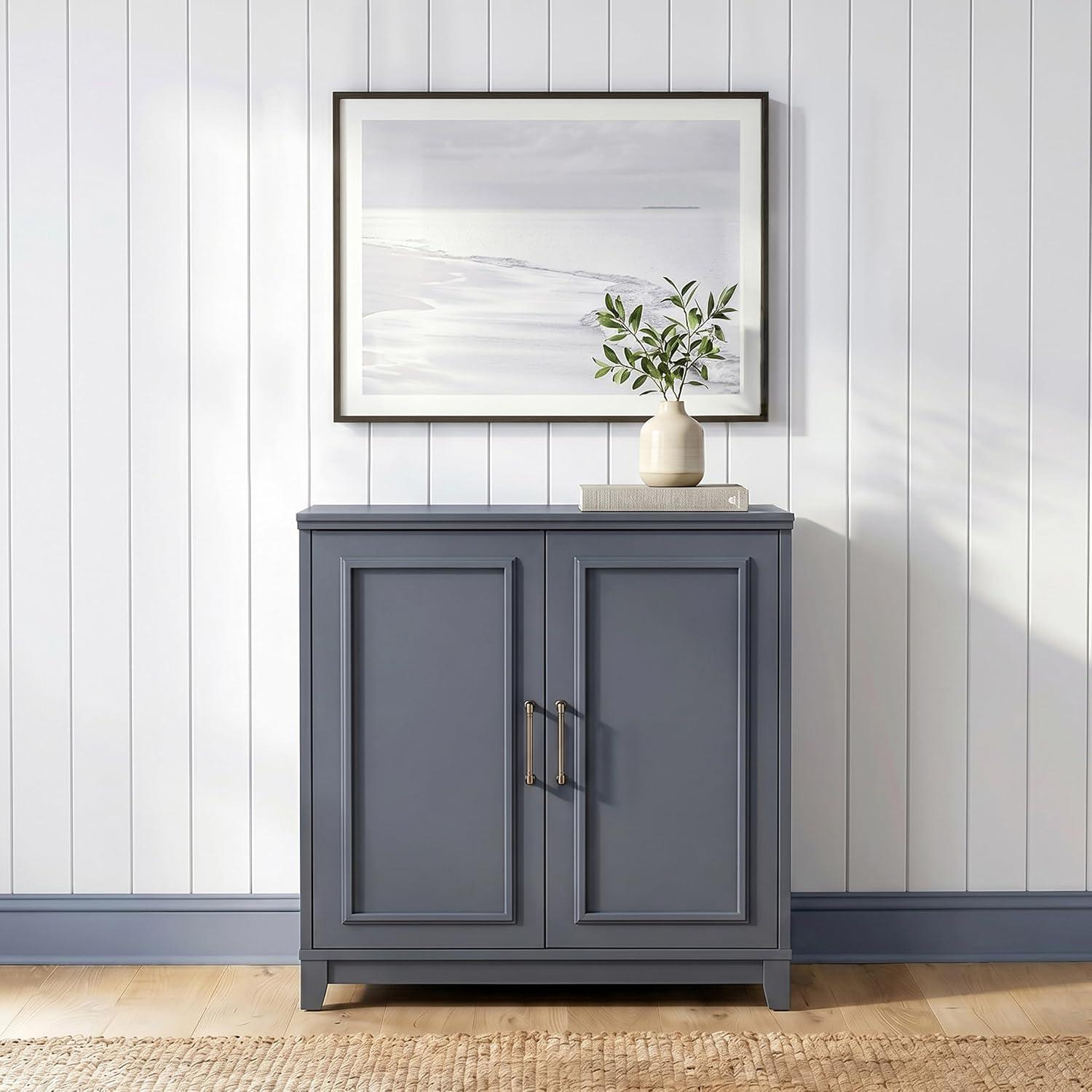 Modular Storage Cabinet with Adjustable Shelf and Soft-Close Door, Slate Blue