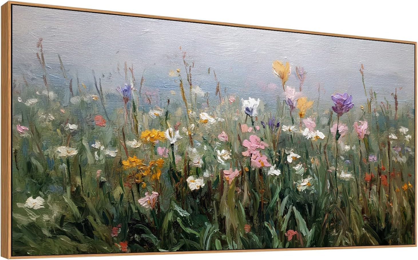 Abstract Wildflower Meadow Canvas Wall Art, Framed