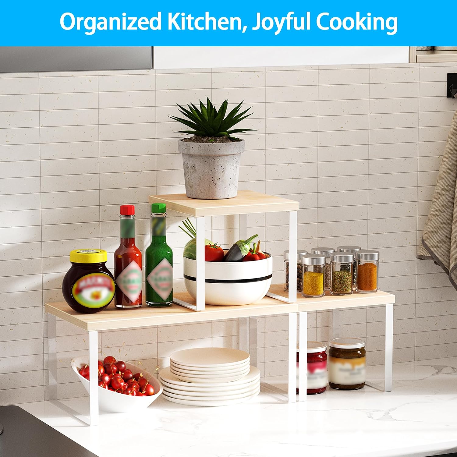 Adjustable Stackable Countertop Shelf for Kitchen Storage