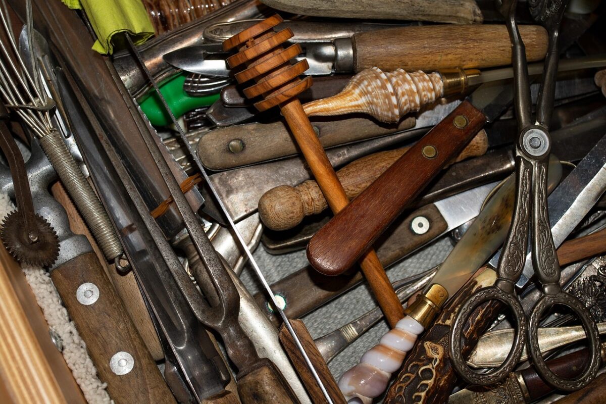 Kitchen drawer cutlery organised