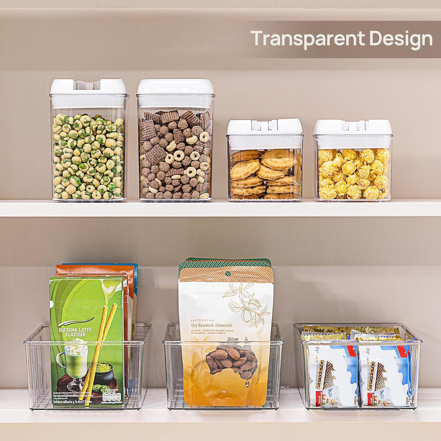Clear Plastic Food Storage Bins with 4 Compartments, Pack of 8