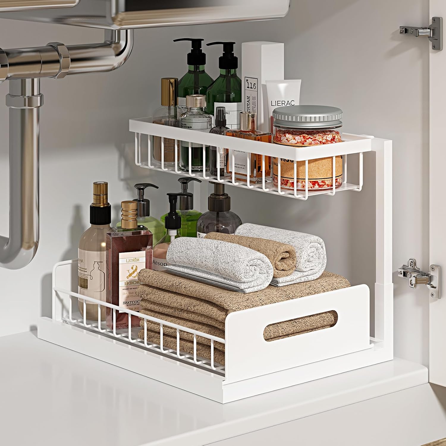 L-Shaped Two-Tier Pull-Out Under-Sink Organiser