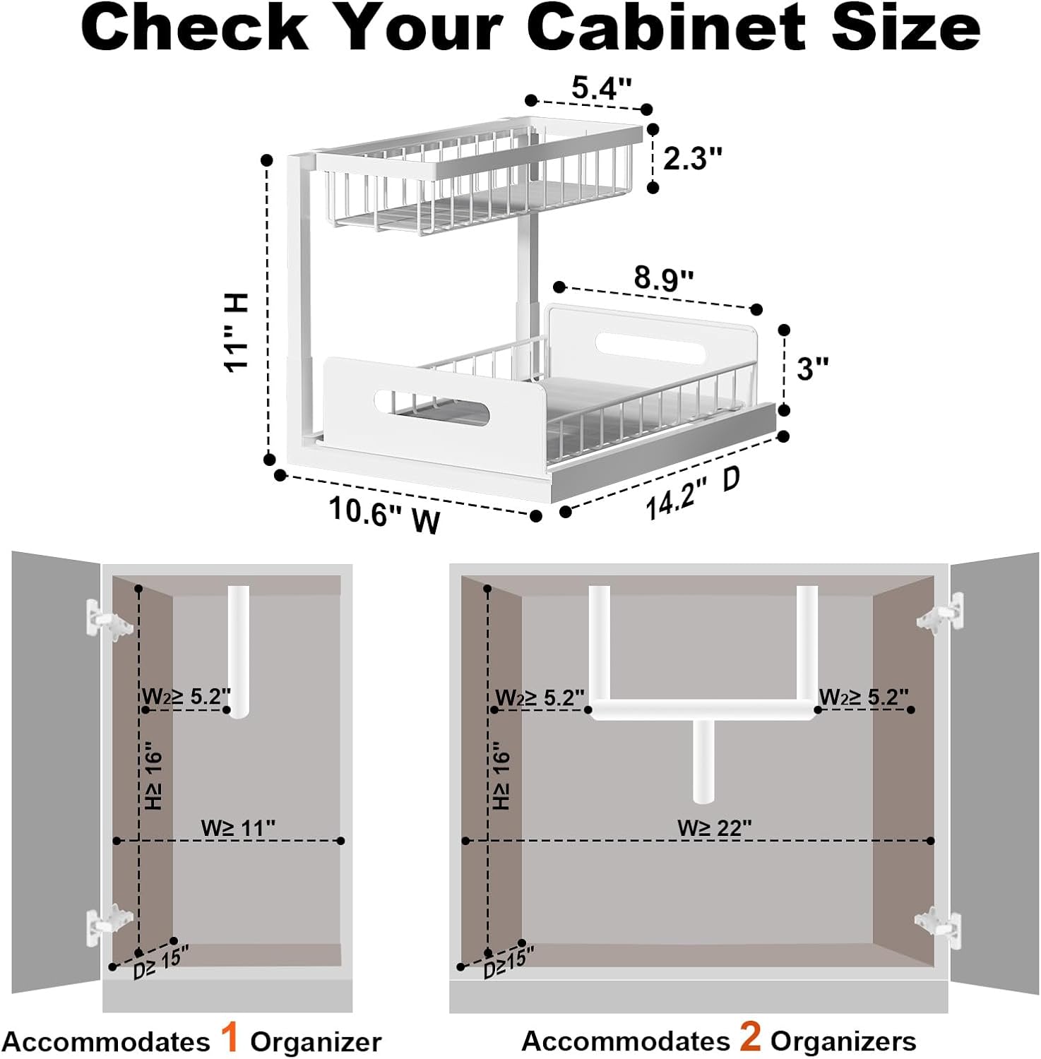 L-Shaped Two-Tier Pull-Out Under-Sink Organiser