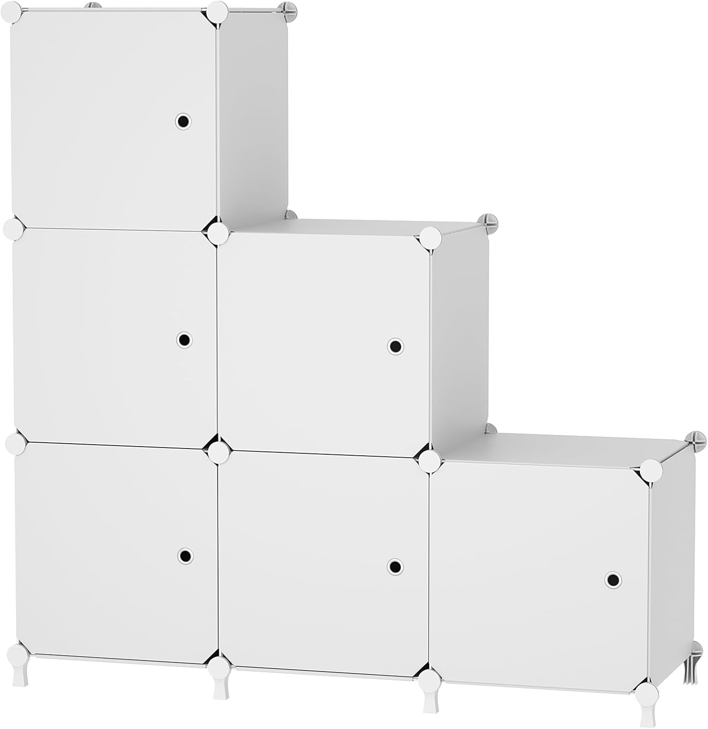 Six-Cube Stackable Storage Organiser with Doors, White