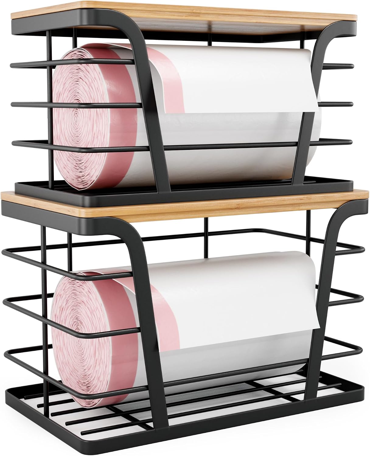 Wall-Mounted Stackable Trash Bag Holder, Set of 2