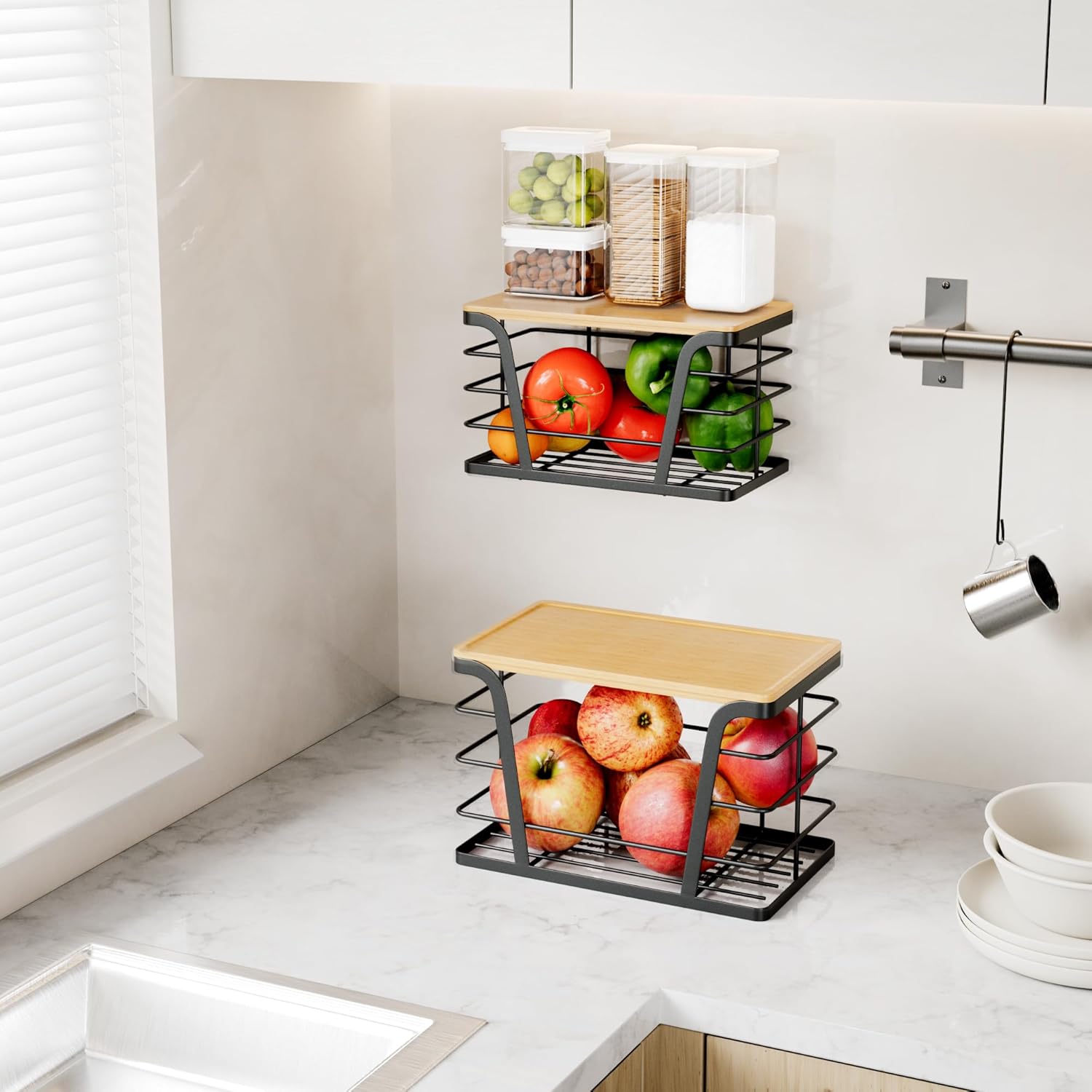 Wall-Mounted Stackable Trash Bag Holder, Set of 2